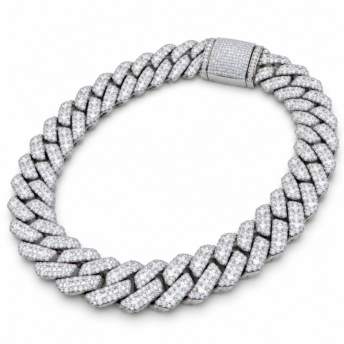 Custom Iced Out Baguette Cuban Link Chain Necklace