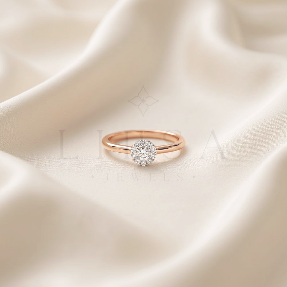 Round Cluster Solitaire Style Ring