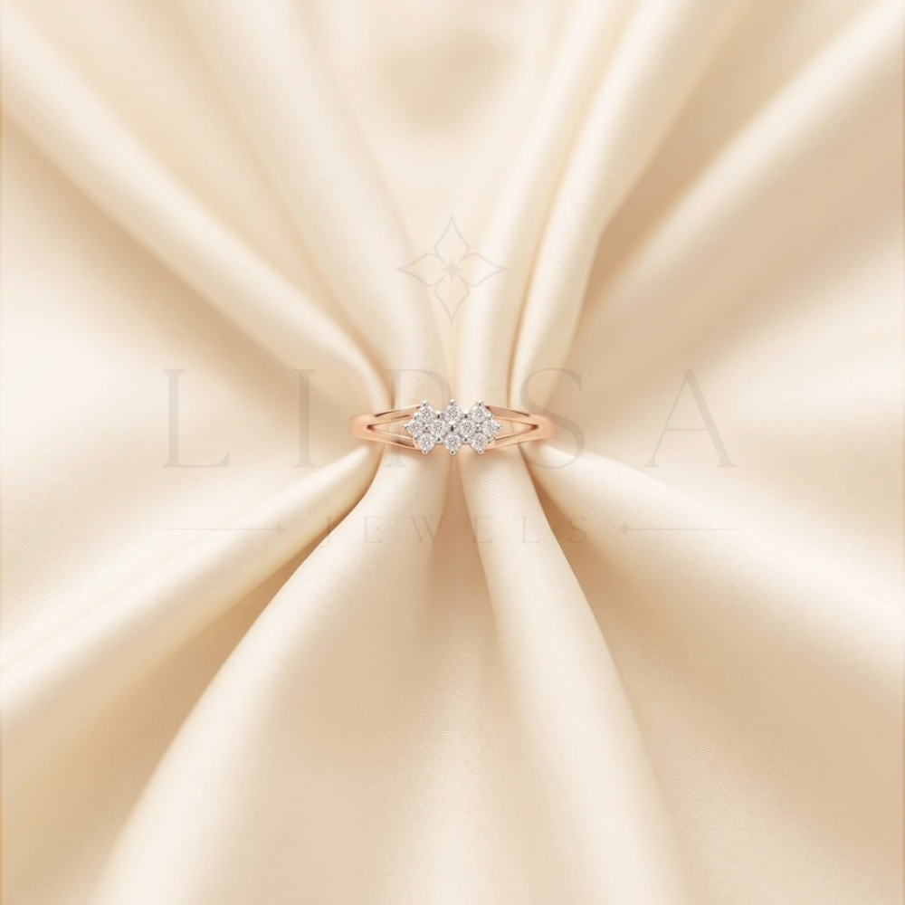 Split Shank Three Cluster Ring