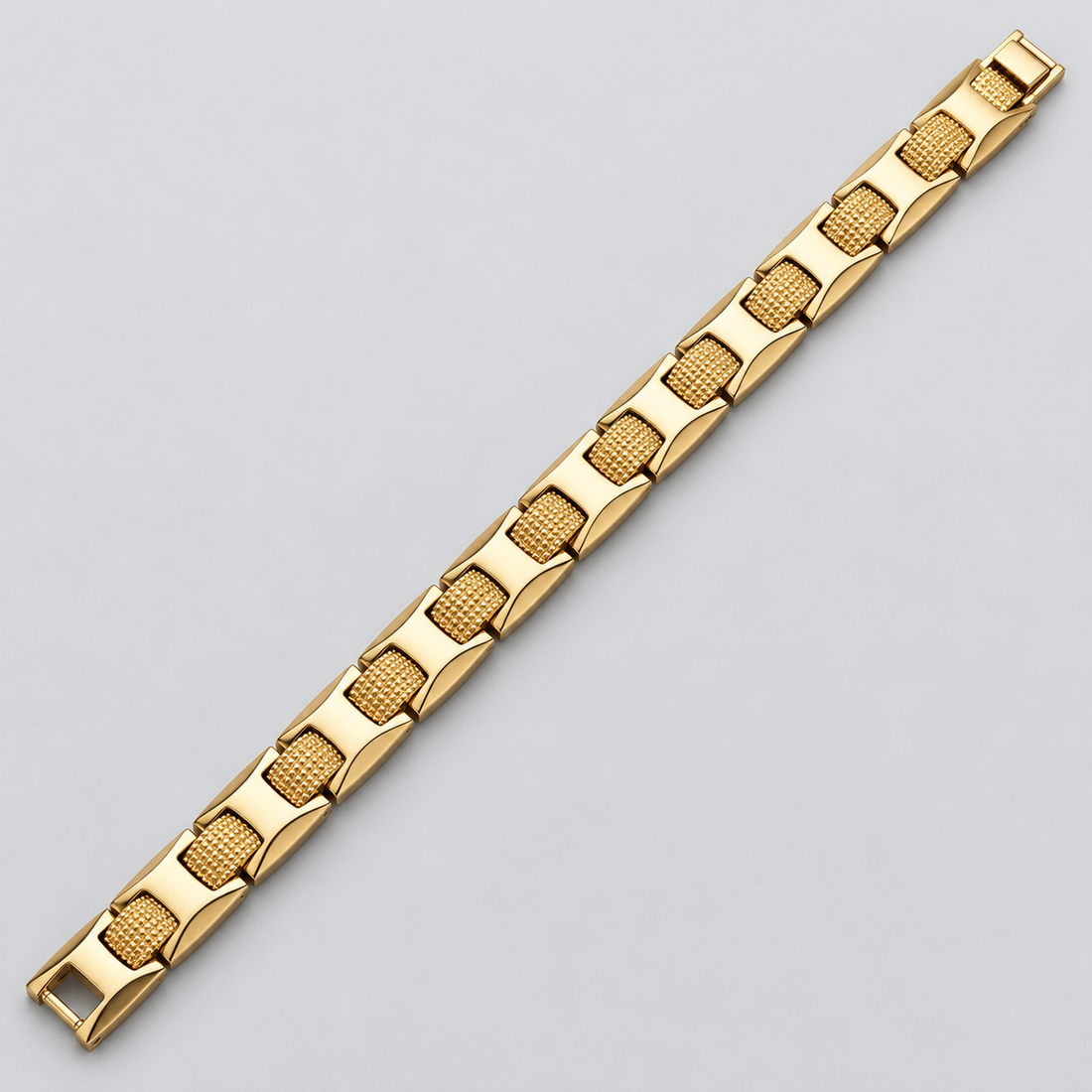 Yellow Gold-Tone H-Link Bracelet with Beaded Connector Details