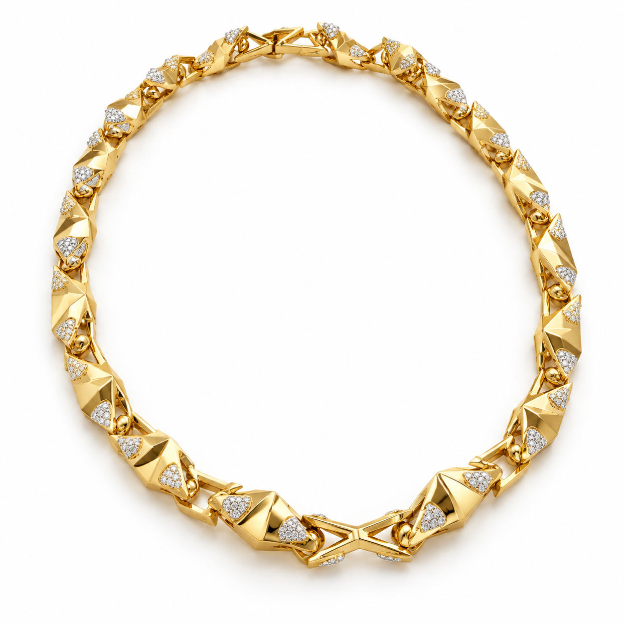 Geometric Triangle Pavé Gold-Tone Statement Necklace