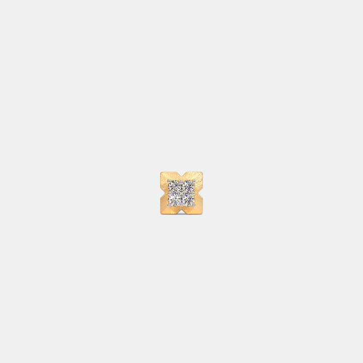 Textured Cross Quad Diamond Stud Earring
