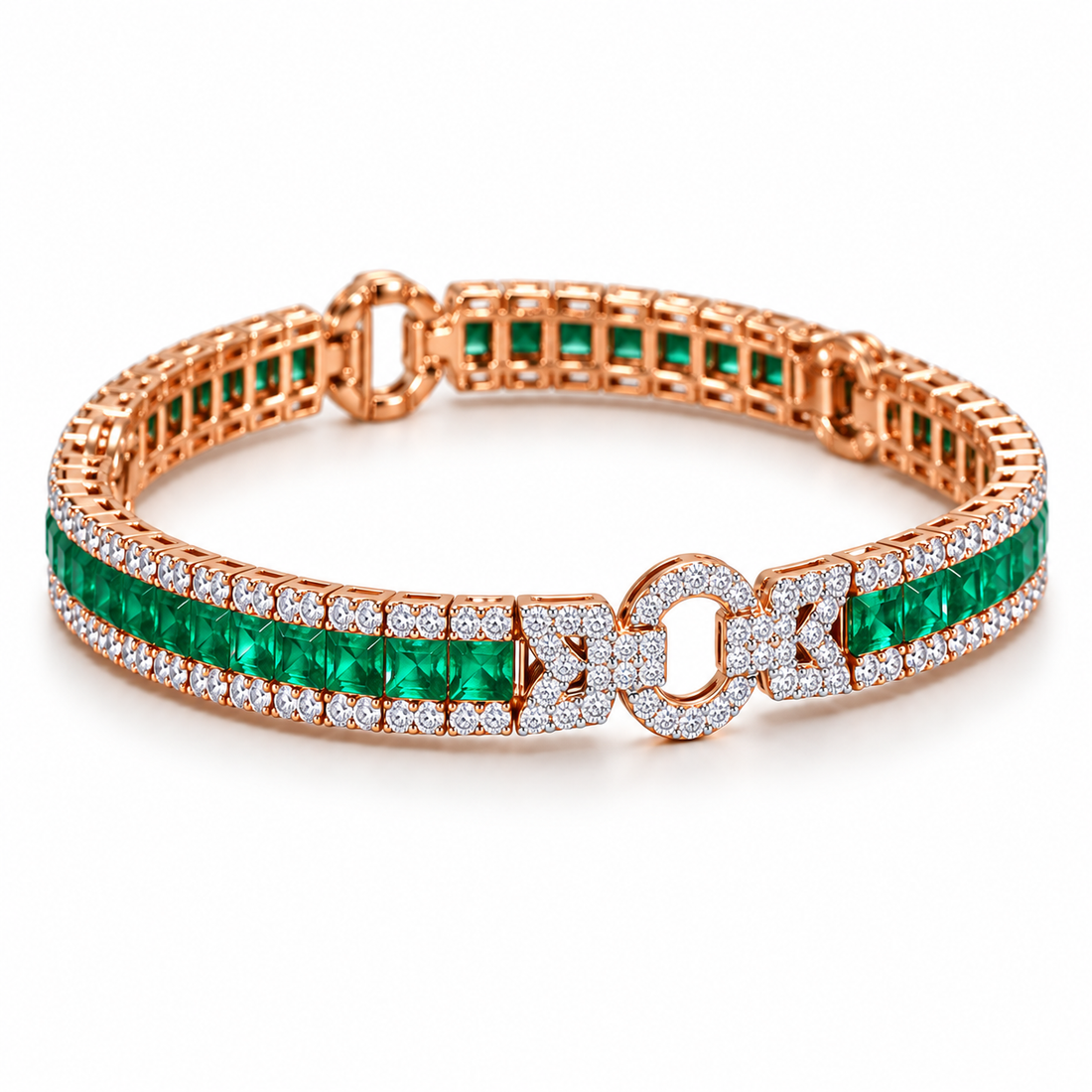 Custom Green Gemstone Geometric Bracelet | Made to Order