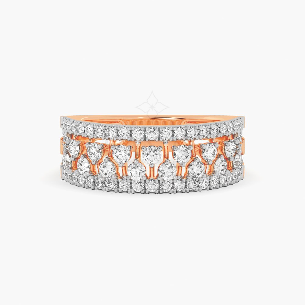 Multi-Row Pavé Wide Band Ring