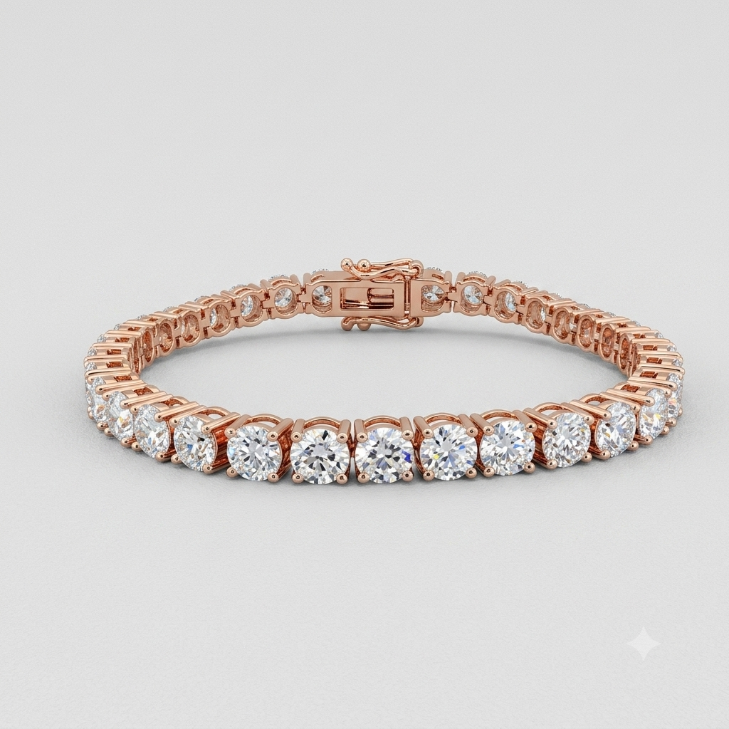 Minimalist Rose Gold Tennis Bracelet | Round Cut Line