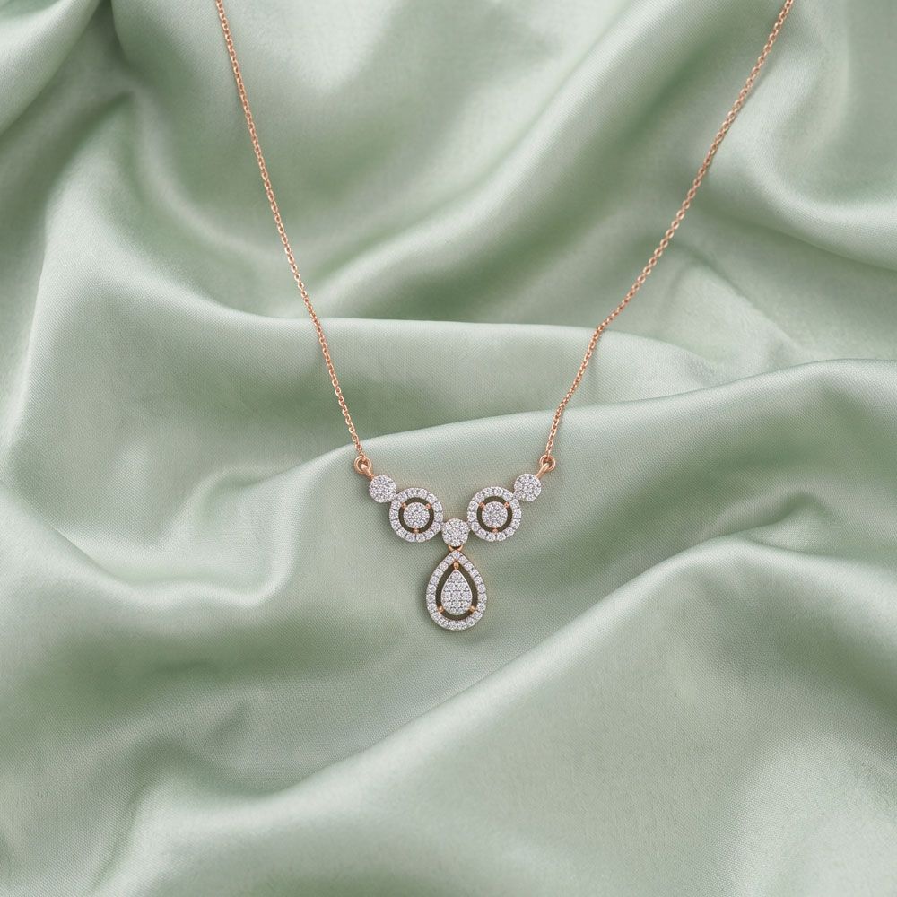 Cluster Circular & Pear Drop Necklace
