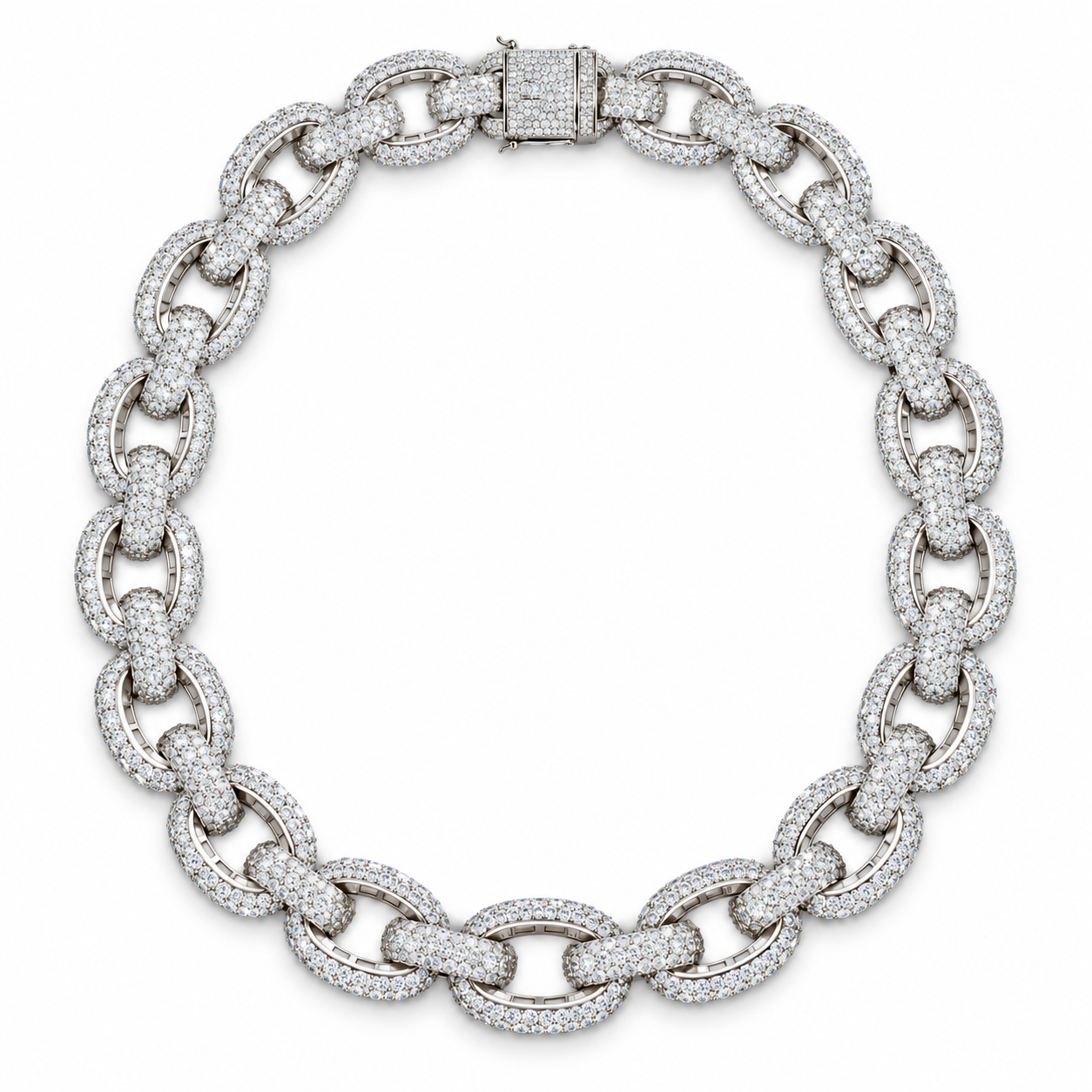Iced Out Oval Link Chain Necklace | Custom Hip Hop Jewelry
