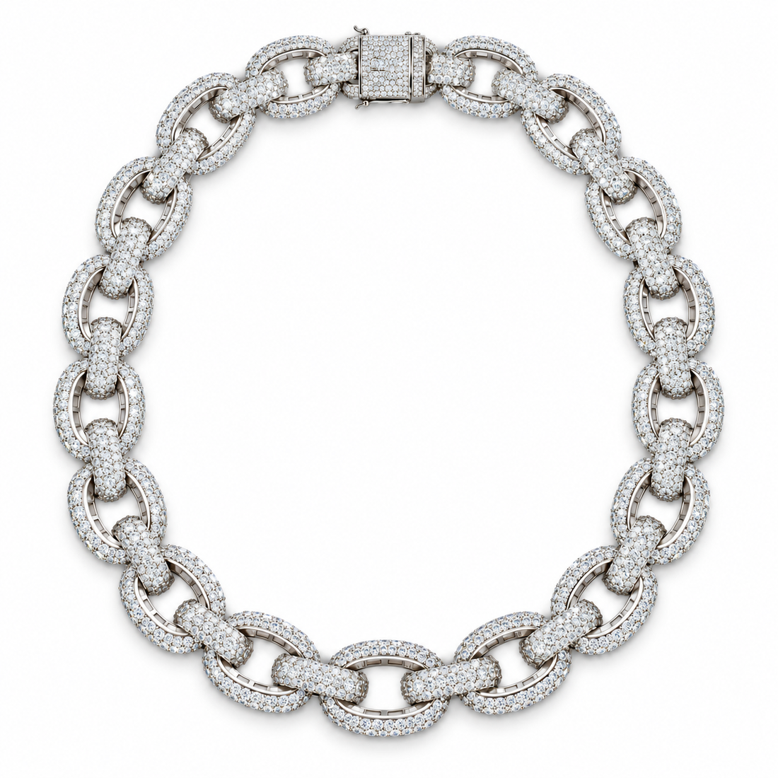 Iced Out Oval Link Chain Necklace | Custom Hip Hop Jewelry