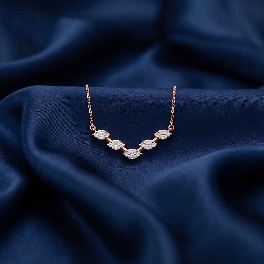 Marquise Chevron Bar Necklace