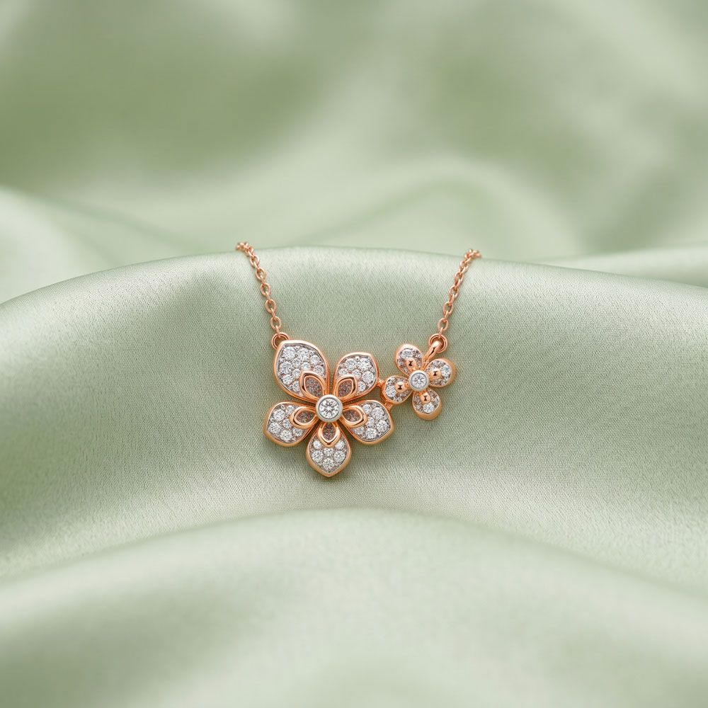 Dual Bloom Floral Bouquet Necklace