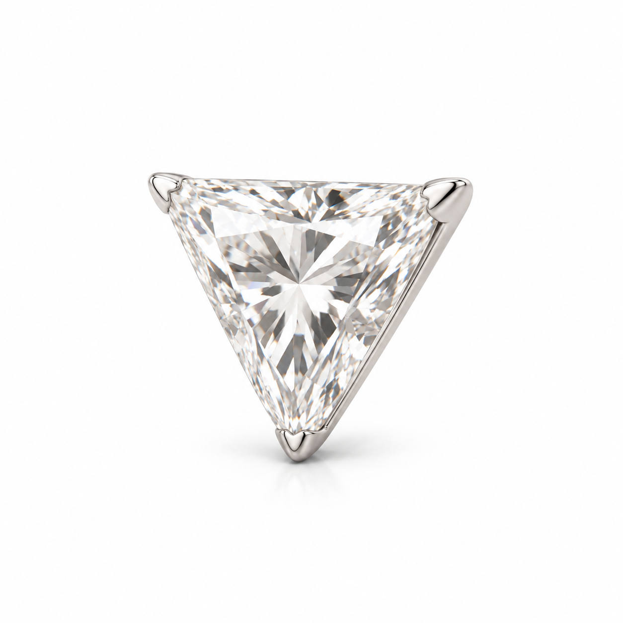 Men’s Trillion Cut Solitaire Silver-Tone Three-Prong Stud Earring