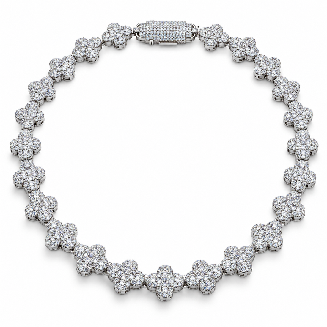 Custom Iced Out Four-Leaf Clover Link Necklace