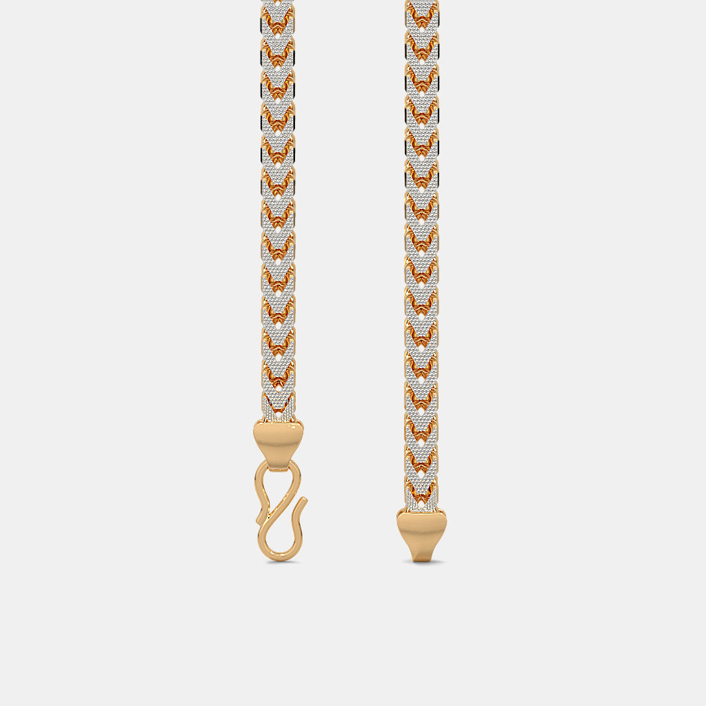 Two-Tone Textured Herringbone Weave Gold Chain