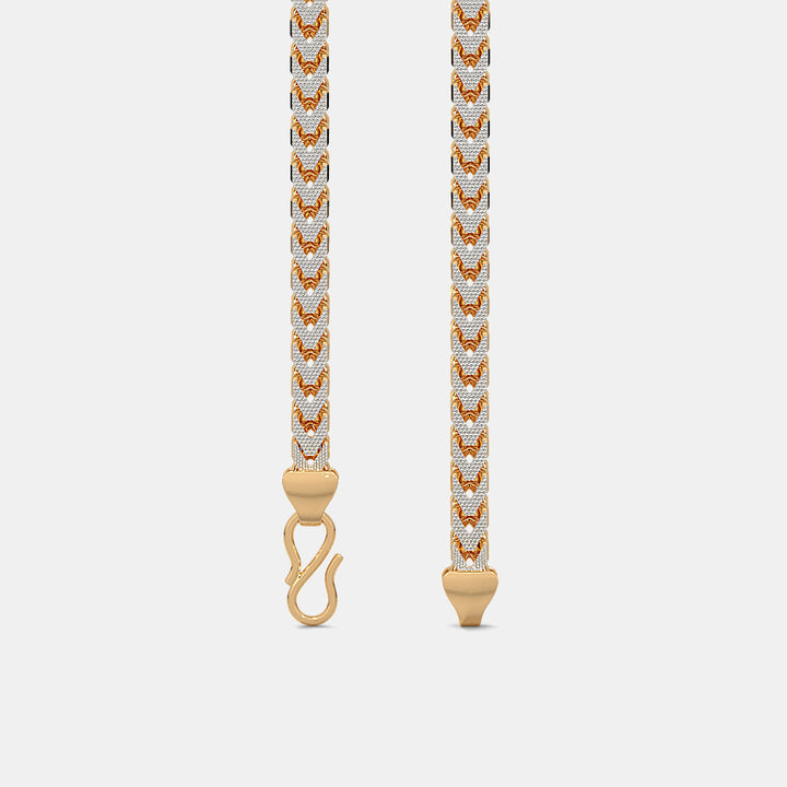 Two-Tone Textured Herringbone Weave Gold Chain