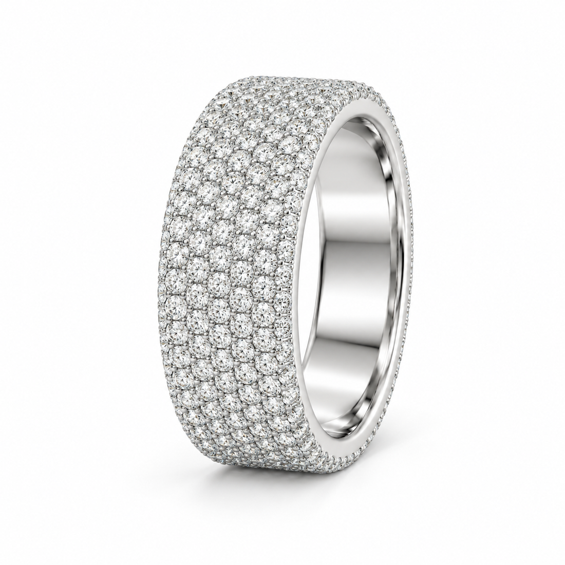 Men’s Brushed Finish Pavé Edge Wedding Band Ring