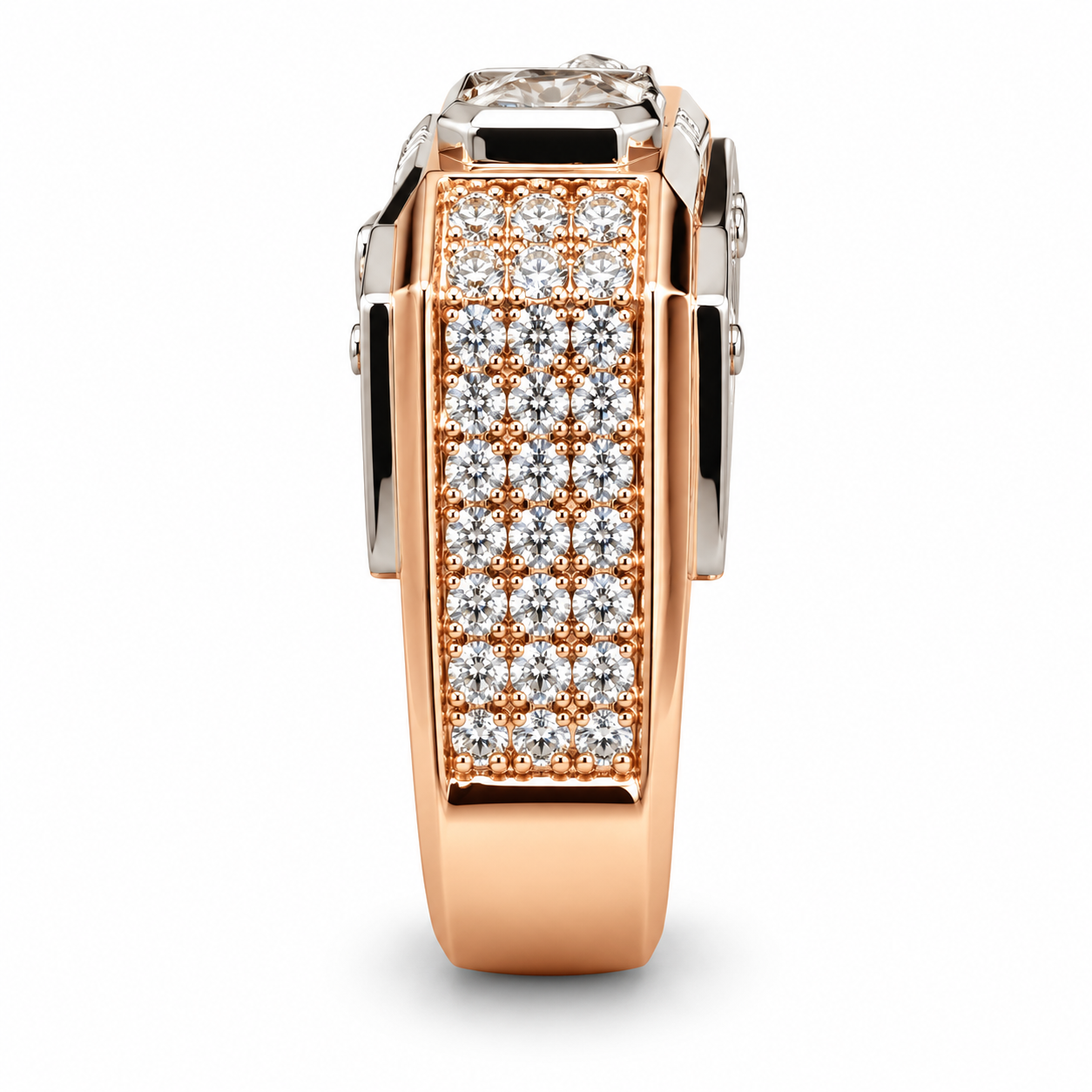 Men’s Radiant Cut Two-Tone Statement Ring