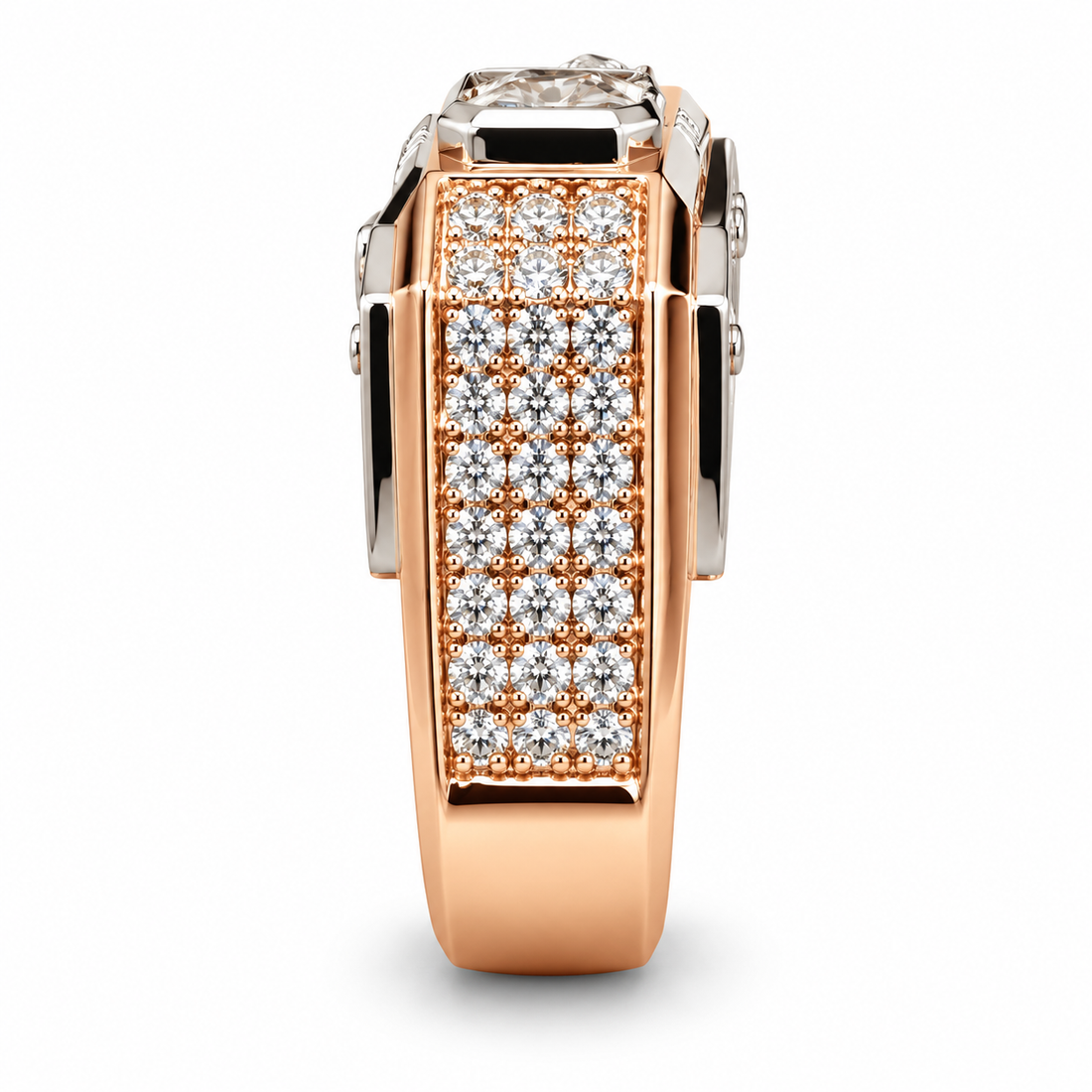 Men’s Radiant Cut Two-Tone Statement Ring