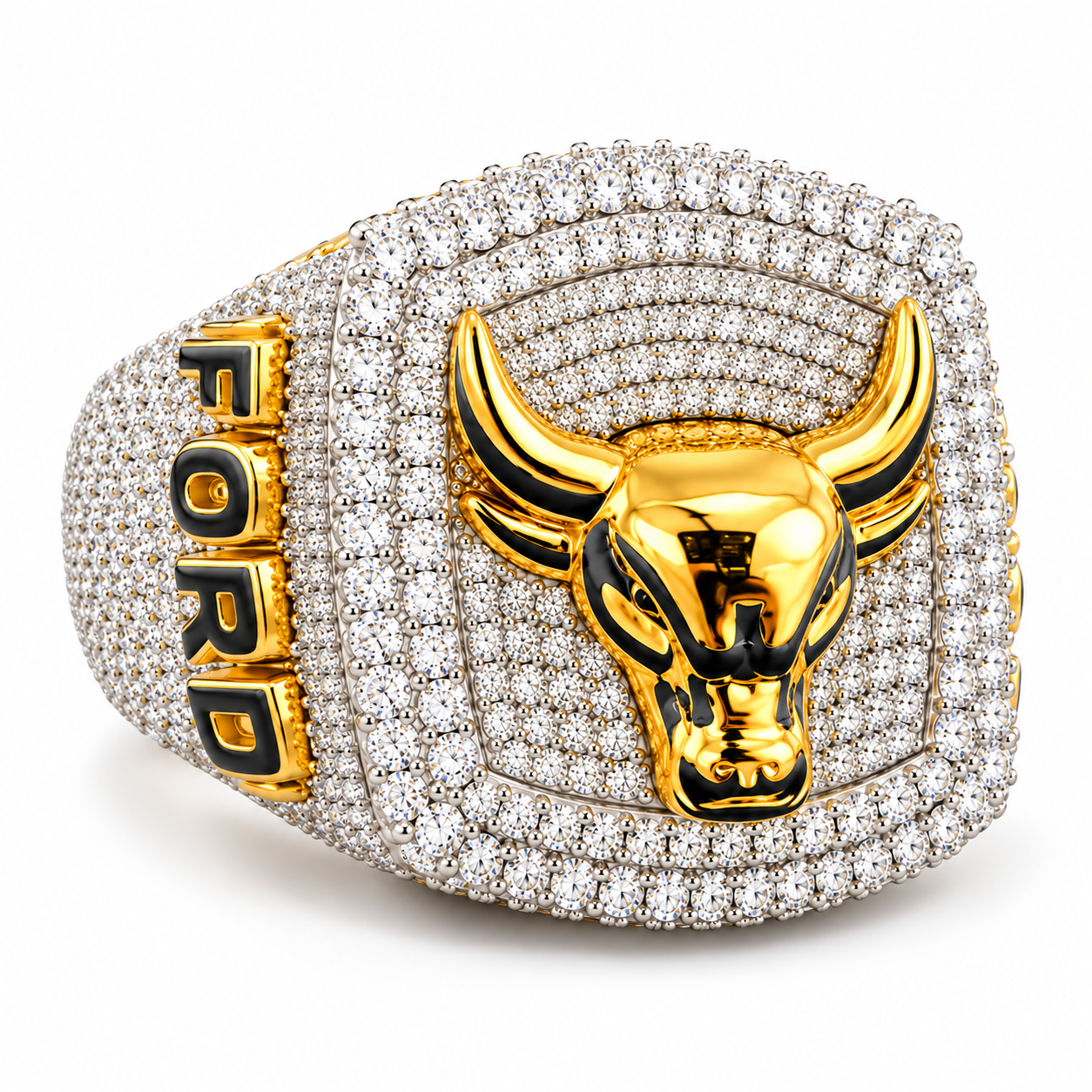 Iced Out Bull Head Statement Ring