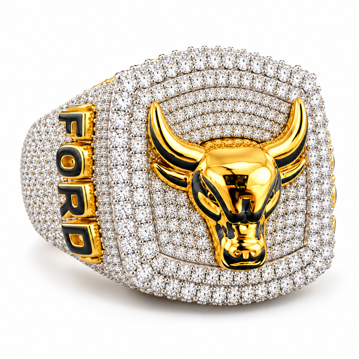 Iced Out Bull Head Statement Ring
