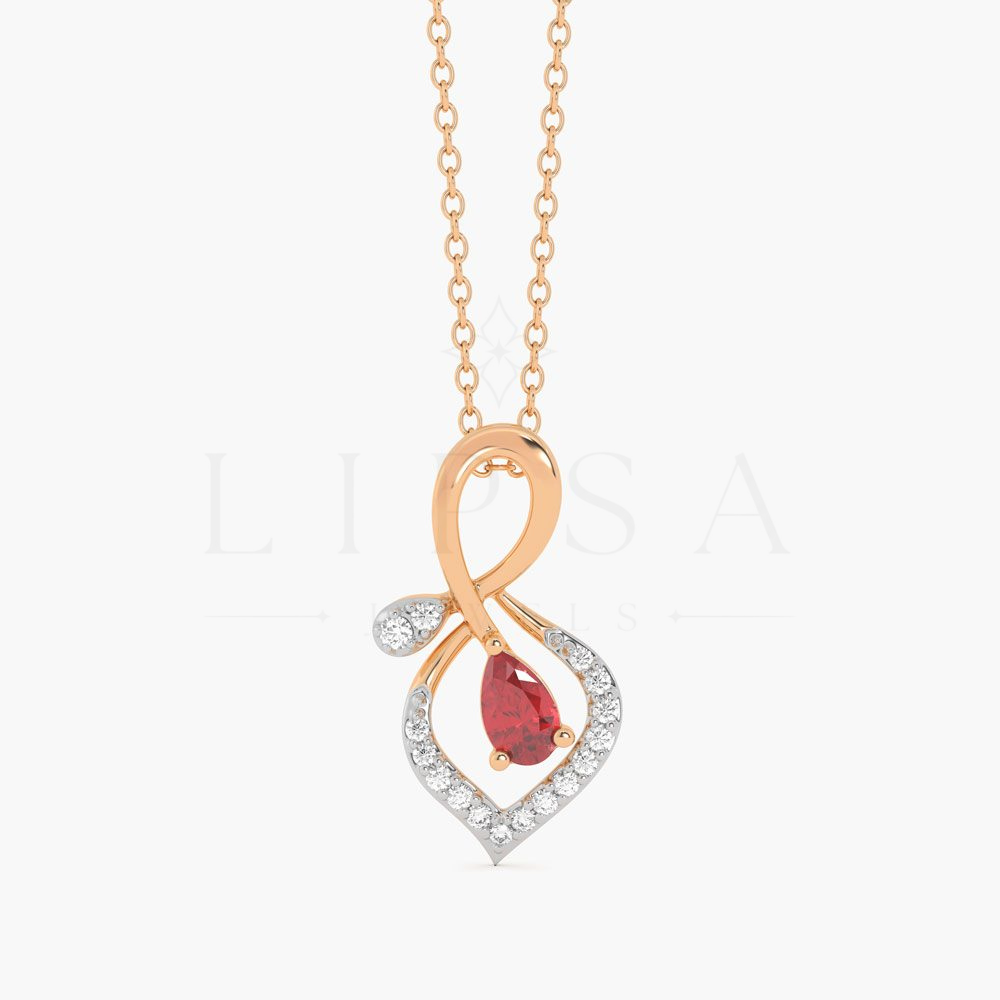 Pear Ruby Ribbon Pendant