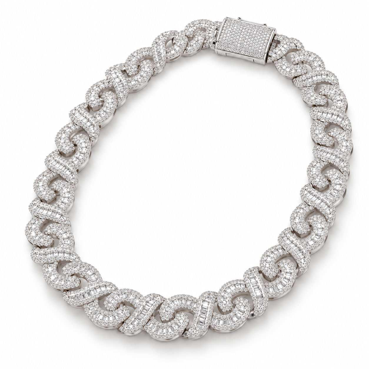Iced Out Baguette S Link Chain Necklace | Custom Hip Hop Jewelry