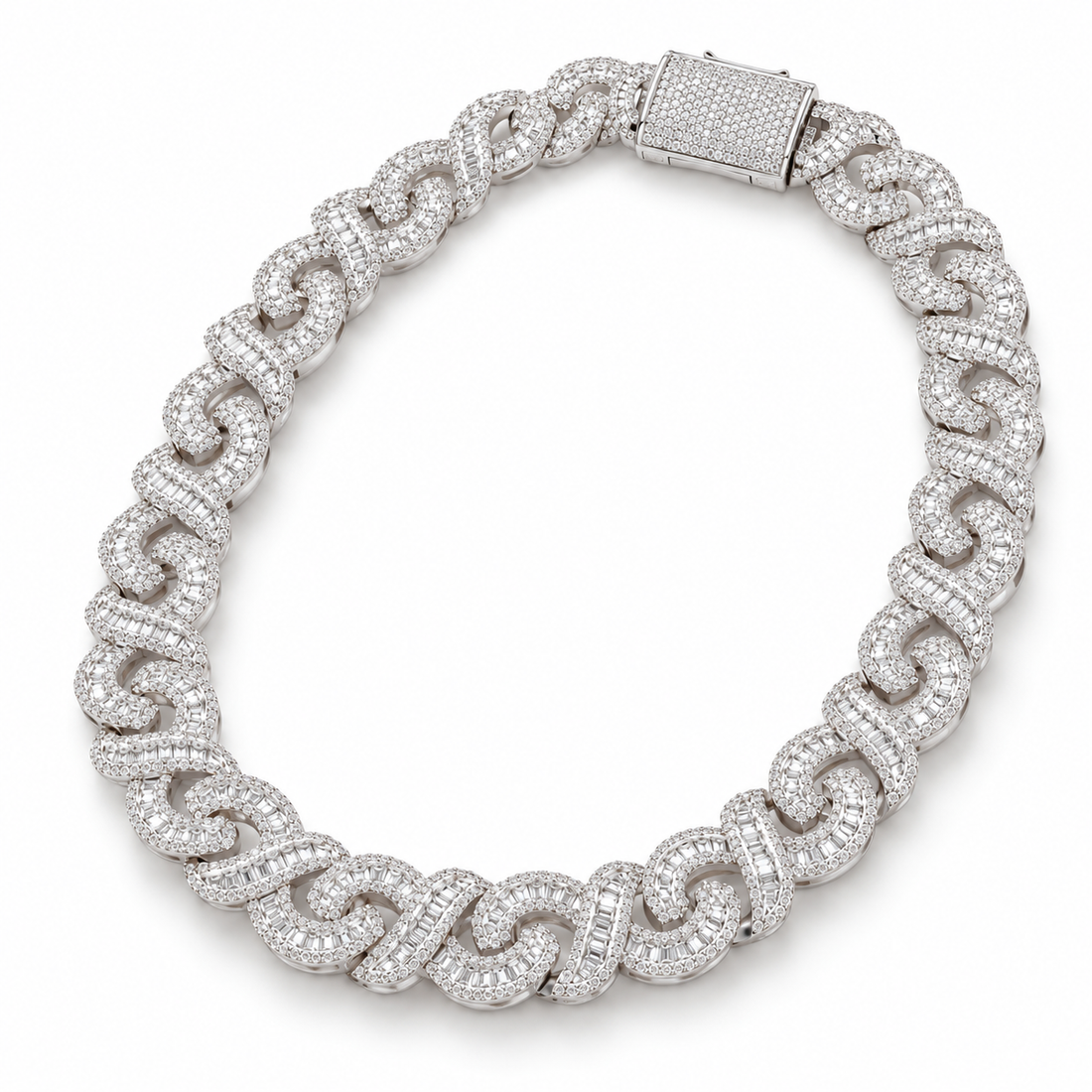 Iced Out Baguette S Link Chain Necklace | Custom Hip Hop Jewelry