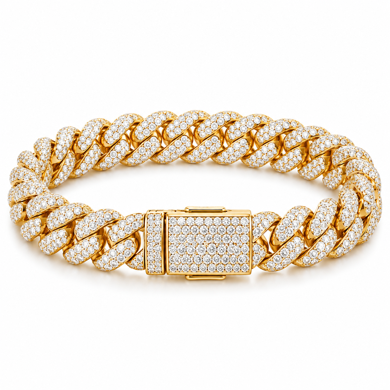 Iced Out Gold Cuban Link Bracelet | Custom Hip Hop Jewelry