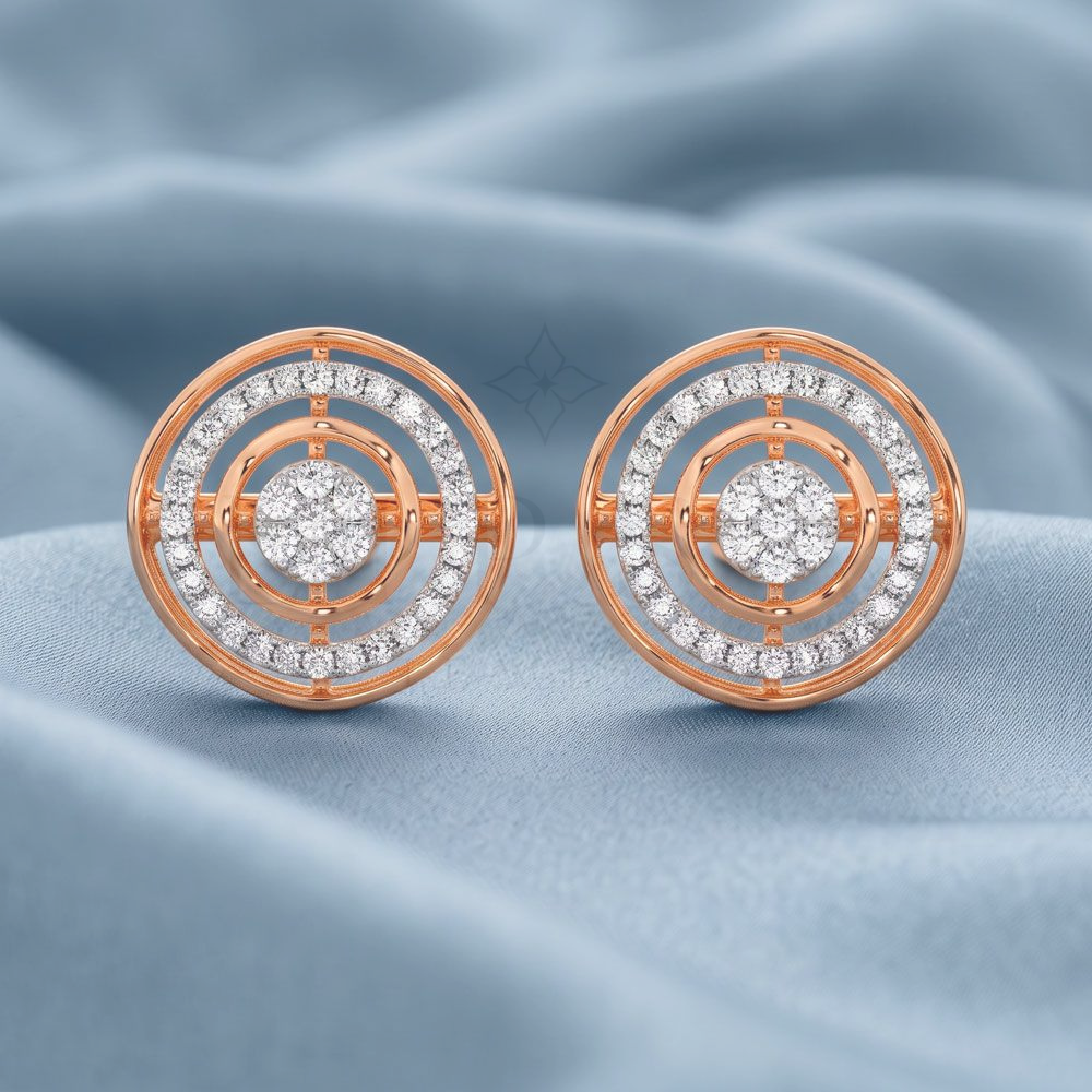 Concentric Circle Halo Stud Earrings
