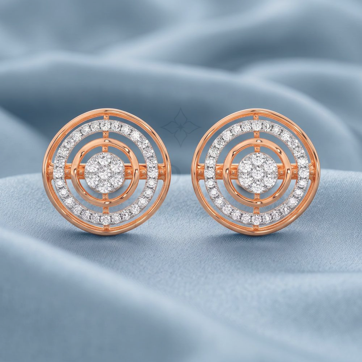 Concentric Circle Halo Stud Earrings