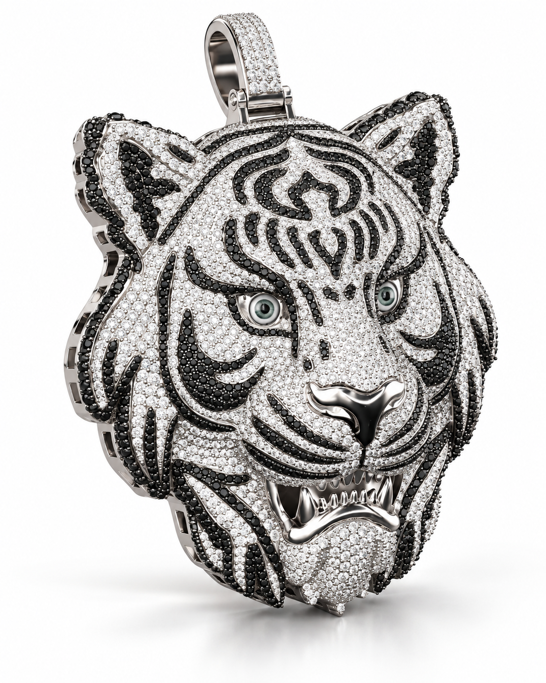 Custom Iced Out Tiger Head Pendant | Made to Order