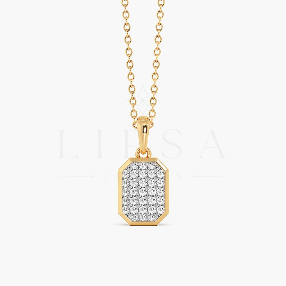 Octagon Pavé Tag Pendant