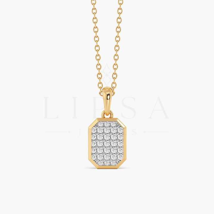 Octagon Pavé Tag Pendant