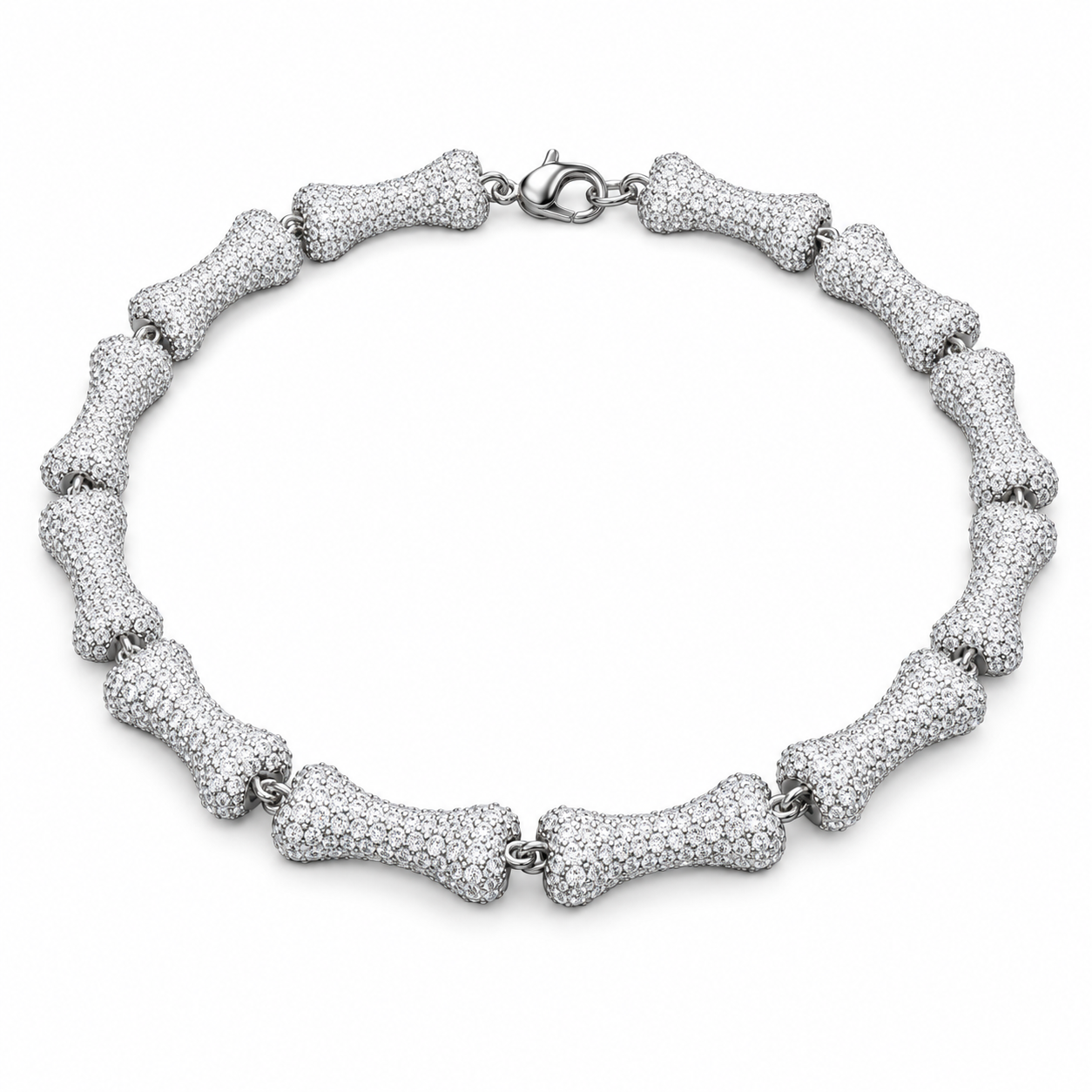 Custom Iced Out Bone Link Necklace