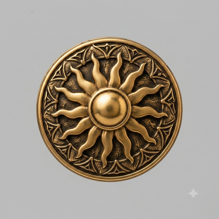 Gold Sun Medallion Screw Back Studs for Men | Minimalist