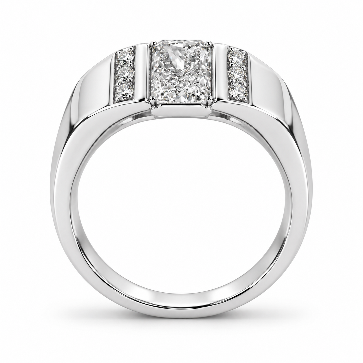 Men’s Triple-Row Round-Cut Statement Band Ring
