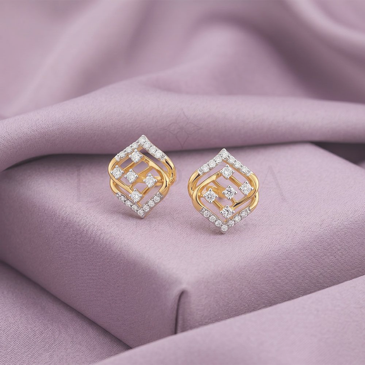 Round Moissanite Stud Earrings in 14K Gold