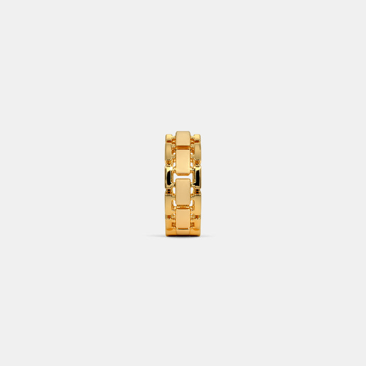 Geometric Block Link Gold Huggie Hoop Earring