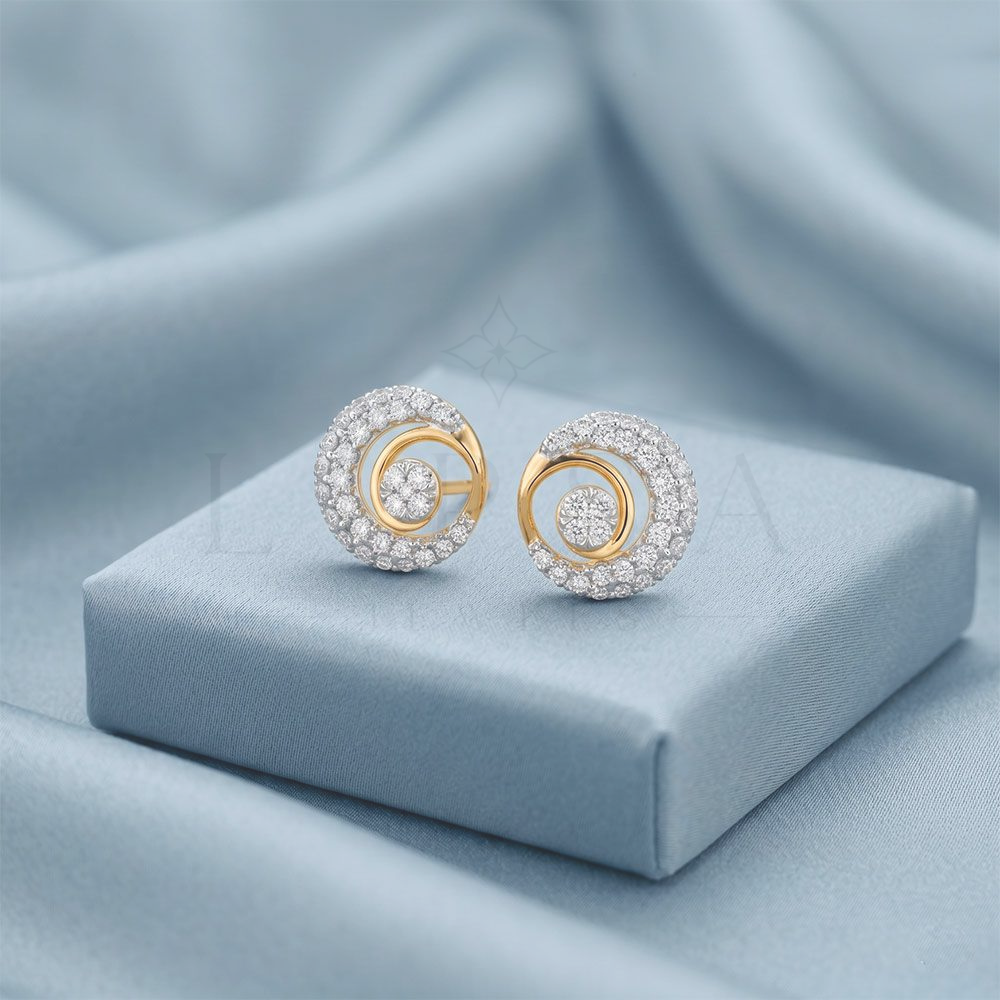Round Moissanite Spiral Swirl Stud Earrings