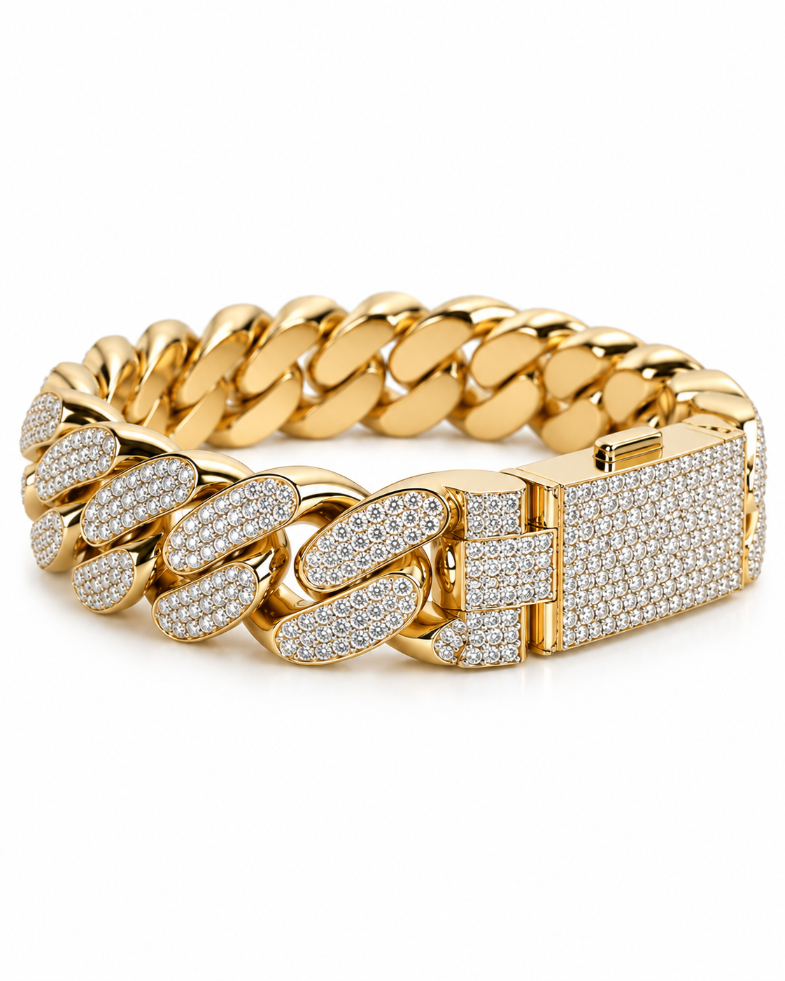 Iced Out Two Tone Cuban Link Bracelet | Custom Hip Hop Jewelry