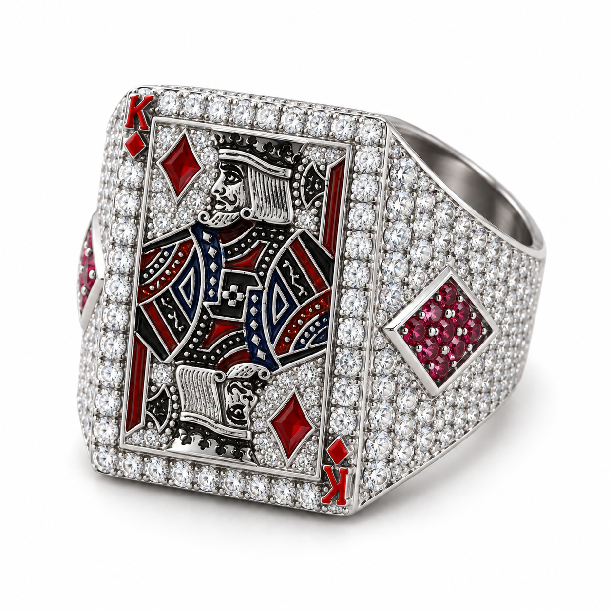 King of Diamonds Playing Card Iced Out Hip Hop Statement Ring