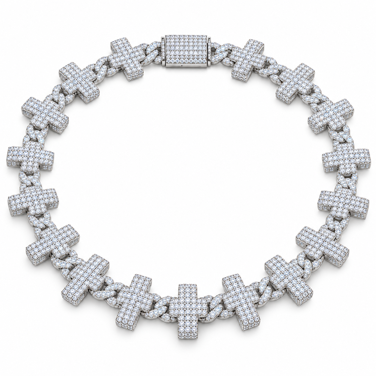 Iced Out Cross Link Chain Necklace | Custom Hip Hop Jewelry