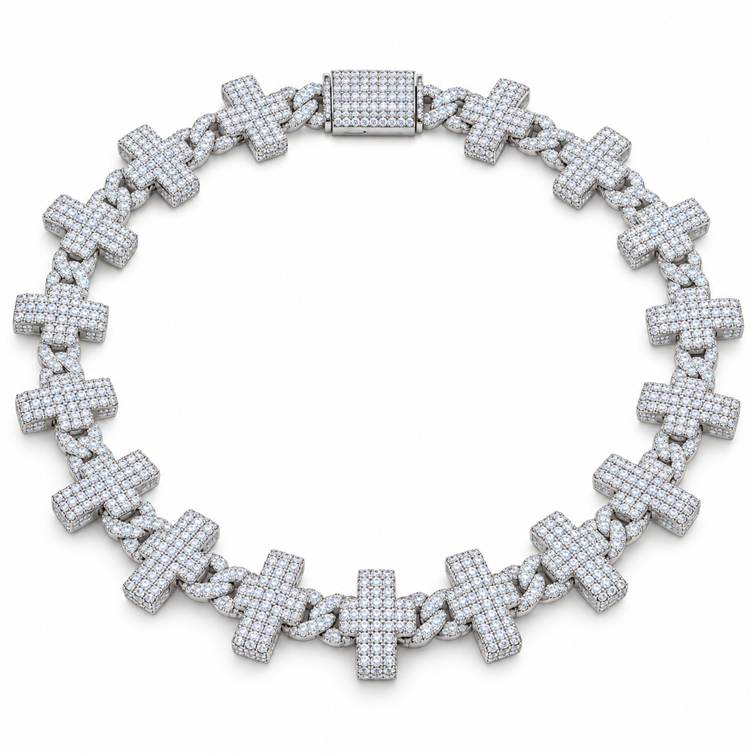 Iced Out Cross Link Chain Necklace | Custom Hip Hop Jewelry