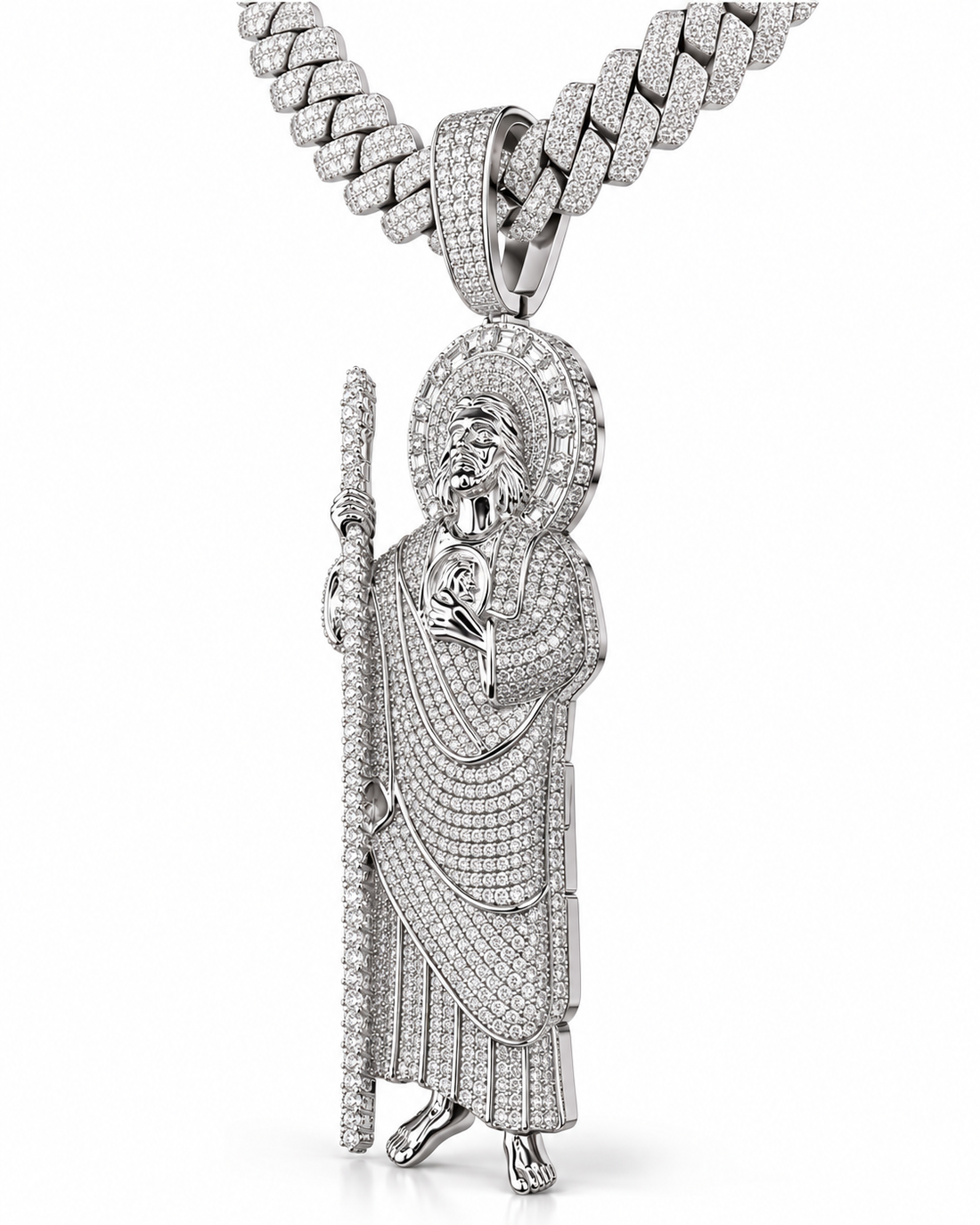 Custom Iced Out Saint Joseph & Child Pendant | Made to Order