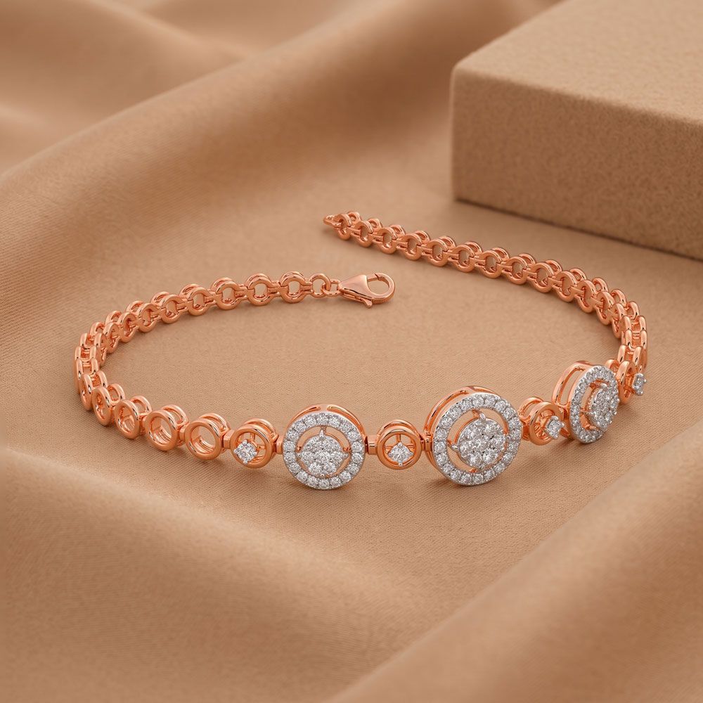 Triple Circle Halo Link Bracelet