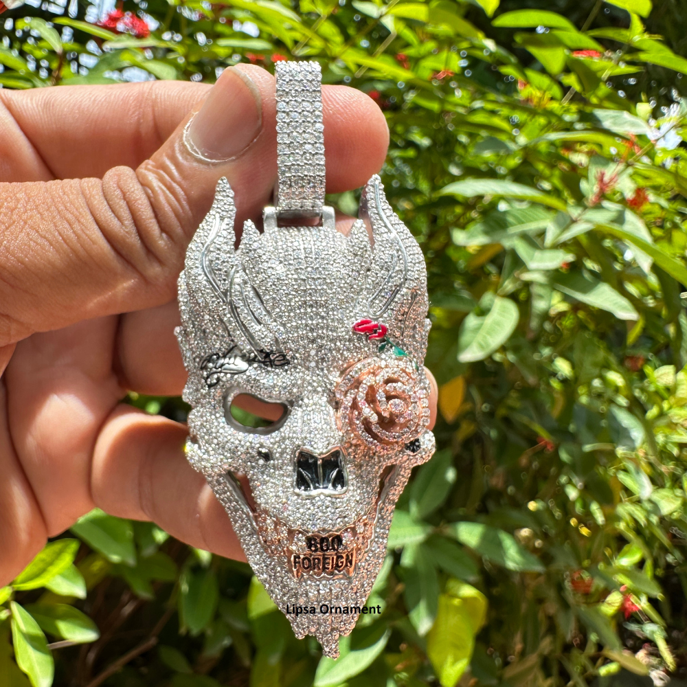 Custom Iced-Out Skull Mask Diamond Hip-Hop Pendant