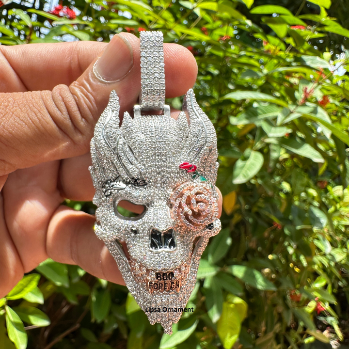 Custom Iced-Out Skull Mask Diamond Hip-Hop Pendant