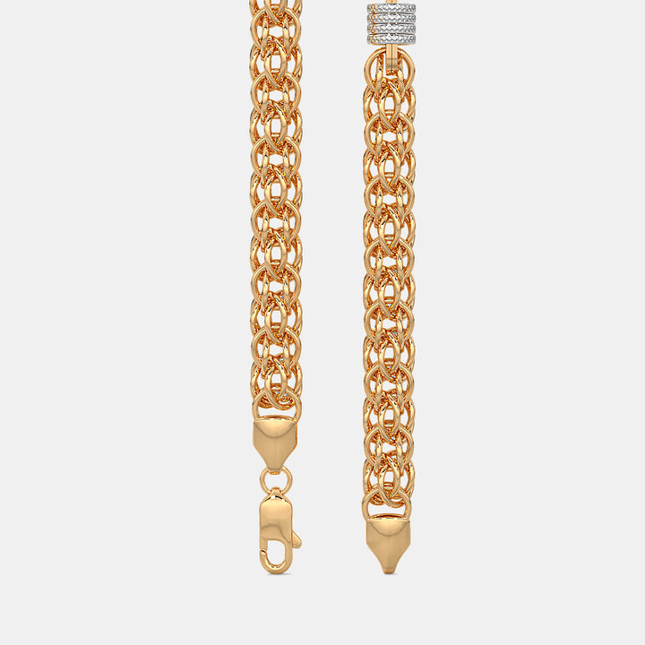 Intricate Woven Byzantine Chain with Textured Two-Tone Stations