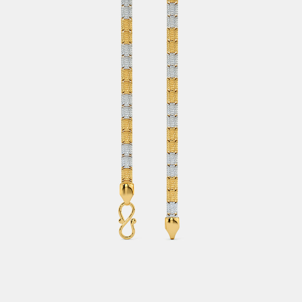 Two-Tone Dual Textured Segmented Gold Chain
