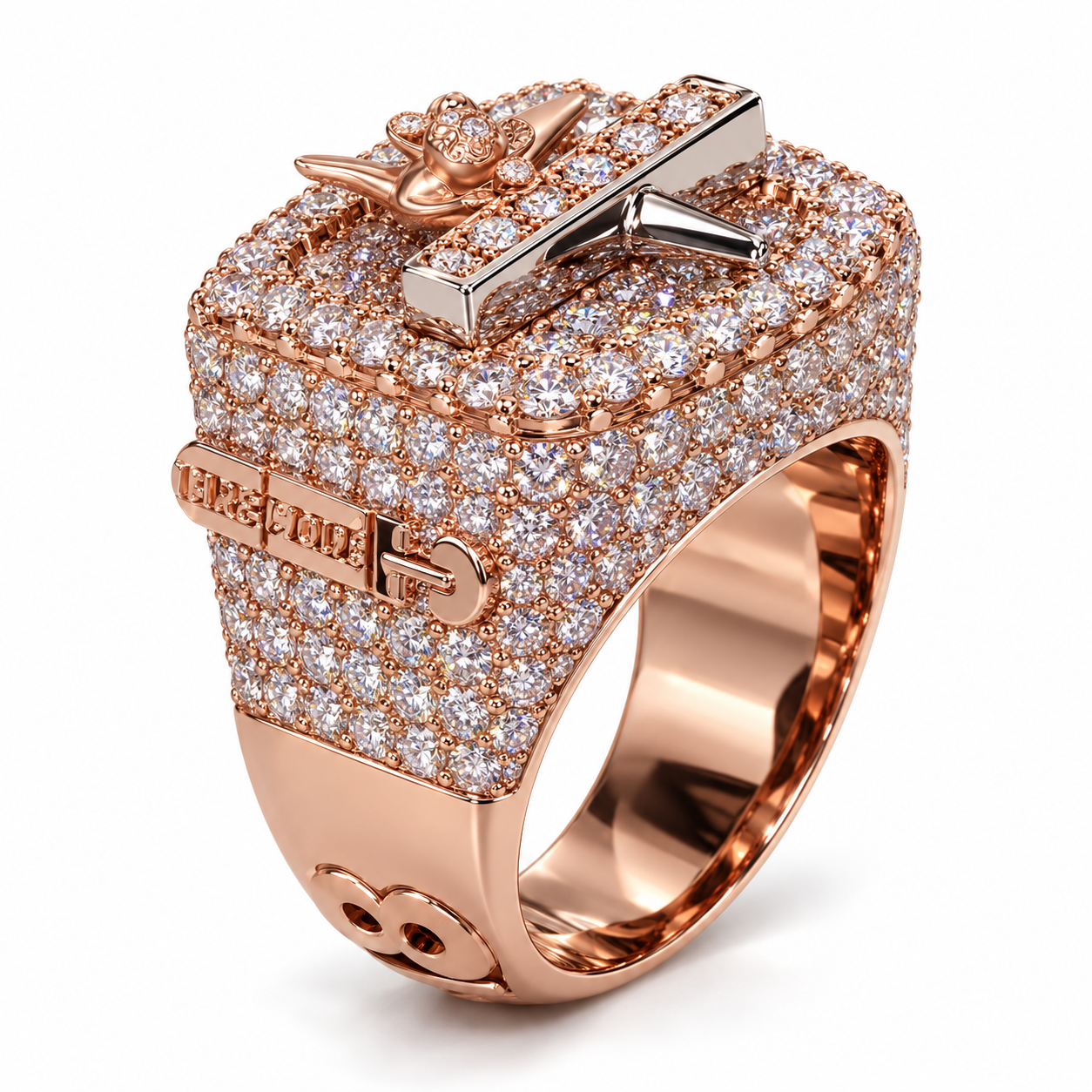 Skull & Straight Razor Barber Iced Out Hip Hop Statement Ring