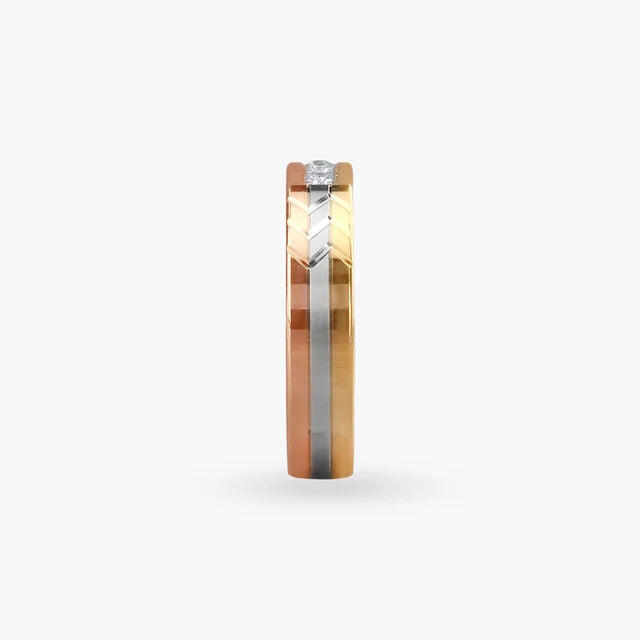 Tri-Tone Channel Set Five-Stone Band Ring